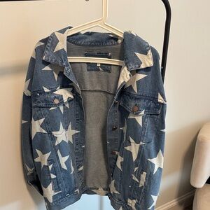 Oversized Star Pattern Denim Jacket